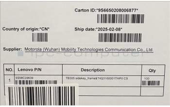 Lenovo 5S58C29639 TB305 sidekey_frame&*HQ3160001THP0 CS