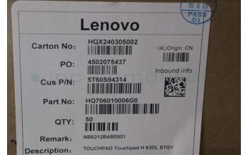 Lenovo 5T60S94314 Touchpad 83DL,Storm Grey
