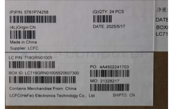 Lenovo 5T61P74258 CS25 3+2bCP, Glass like Mylar, EL PCB, Black, NFC, SOVP&MP, CHY