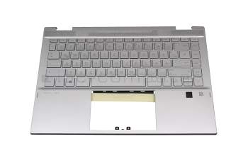 6070B1745001 original HP keyboard incl. topcase DE (german) silver/silver with backlight Fingerprint / backlight