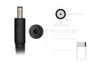 AC-adapter 45.0 Watt slim original for Dell Inspiron 13 (7386)