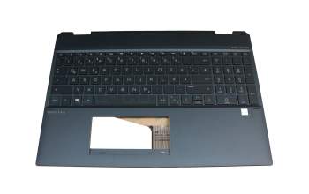 AEX38G00020 original HP keyboard incl. topcase DE (german) black/blue with backlight