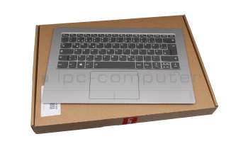 AM14U000200 original Lenovo keyboard incl. topcase DE (german) grey/silver with backlight