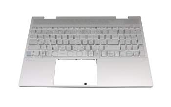AM2UU000640 original HP keyboard incl. topcase DE (german) silver/silver with backlight (DSC)