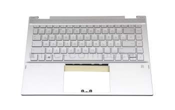 BJVFQ01F7EO0IL original HP keyboard incl. topcase DE (german) silver/silver with backlight