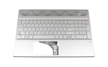 DZC54G7ETATP00 original HP keyboard incl. topcase DE (german) silver/silver with backlight (GTX graphics card)
