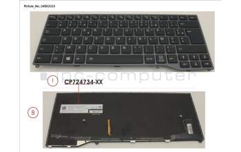 Fujitsu FUJ:CP724734-XX KEYBOARD BLACK W/ BL FRANCE