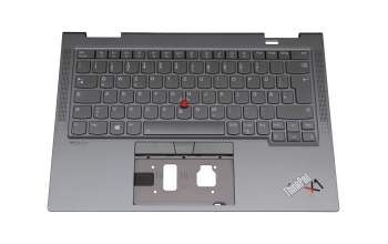KCS10A16L original Lenovo keyboard incl. topcase DE (german) grey/grey with backlight and mouse-stick