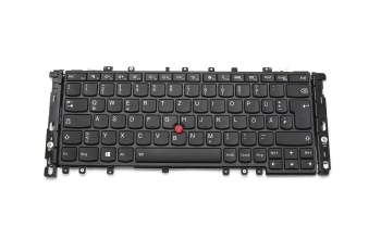 Keyboard DE (german) black/black matte with backlight and mouse-stick original suitable for Lenovo ThinkPad Yoga 12 (20DL/20DK)