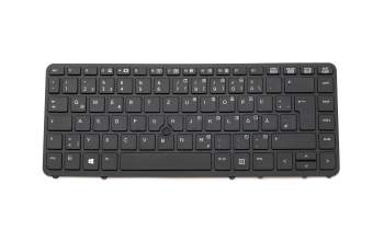 Keyboard DE (german) black/black matte with mouse-stick original suitable for HP EliteBook 740 G1