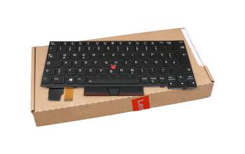 Keyboard DE (german) black/black with backlight and mouse-stick original suitable for Lenovo ThinkPad L13 Yoga Gen 2 (20VL/20VK)