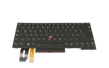Keyboard DE (german) black/black with backlight and mouse-stick original suitable for Lenovo ThinkPad T490 (20RY/20RX)