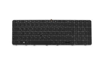 Keyboard DE (german) black/grey with backlight and mouse-stick original suitable for HP ZBook 15u G4