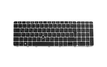 Keyboard DE (german) black/silver matt with backlight and mouse-stick original suitable for HP EliteBook 850 G4