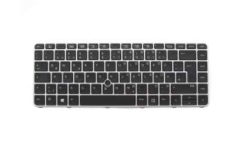 Keyboard DE (german) black/silver matt with backlight and mouse-stick original suitable for HP ProBook 640 G2
