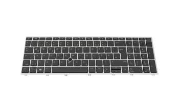 Keyboard DE (german) black/silver with backlight and mouse-stick (with Pointing-Stick) original suitable for HP ProBook 650 G4