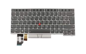 Keyboard DE (german) black/silver with backlight and mouse-stick original suitable for Lenovo ThinkPad E480 (20KQ/20KN)