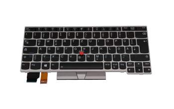 Keyboard DE (german) black/silver with backlight and mouse-stick original suitable for Lenovo ThinkPad L13 Gen 2 (20VH/20VJ)