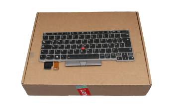 Keyboard DE (german) black/silver with backlight and mouse-stick original suitable for Lenovo ThinkPad L13 Gen 2 (21AC)