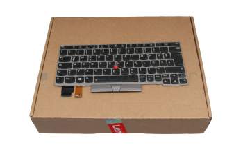 Keyboard DE (german) black/silver with backlight and mouse-stick original suitable for Lenovo ThinkPad L13 Yoga Gen 2 (21AD/21AE)
