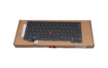 Keyboard DE (german) grey/black with backlight and mouse-stick original suitable for Lenovo ThinkPad T14 Gen 4 (21K3/21K4)