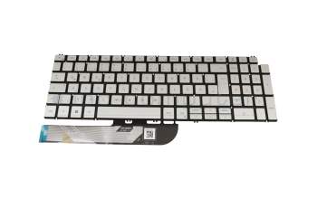 Keyboard DE (german) silver with backlight original suitable for Dell Inspiron 15 2in1 (7506)