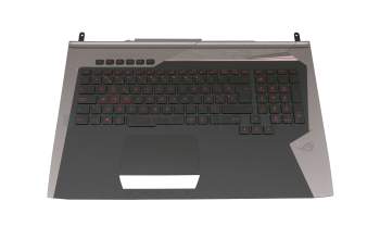 Keyboard incl. topcase BE (belgian) black/black/silver with backlight original suitable for Asus ROG G752VT