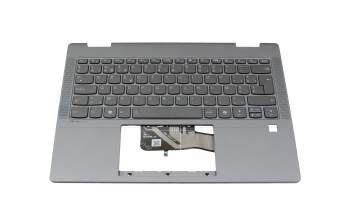 Keyboard incl. topcase BE (belgian) grey/grey with backlight original suitable for Lenovo IdeaPad 5x 14Q8X9 (83GH)
