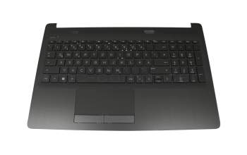 Keyboard incl. topcase DE (german) black/black (brushed metal look) original suitable for HP 15-da0000