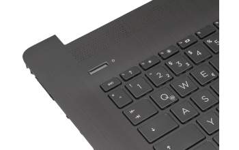Keyboard incl. topcase DE (german) black/black (with TP/DVD, “black brushed” surface texture) original suitable for HP 17-ca0000