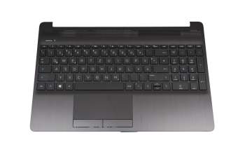 Keyboard incl. topcase DE (german) black/black original suitable for HP 15-dw0000