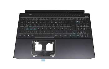 Keyboard incl. topcase DE (german) black/black with backlight (Connection cable 16mm) original suitable for Acer Predator Helios 300 (PH315-53)