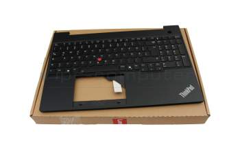 Keyboard incl. topcase DE (german) black/black with backlight and mouse-stick original suitable for Lenovo ThinkPad E16 G2 (21M5/21M6)