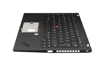 Keyboard incl. topcase DE (german) black/black with backlight and mouse-stick original suitable for Lenovo ThinkPad X1 Carbon 7th Gen (20R1/20R2)