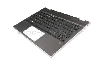 Keyboard incl. topcase DE (german) black/black with backlight original suitable for HP Pavilion x360 14-cd0200
