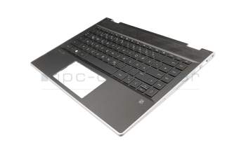 Keyboard incl. topcase DE (german) black/black with backlight original suitable for HP Pavilion x360 14-cd0300