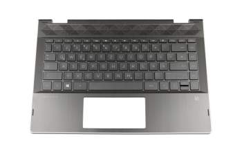 Keyboard incl. topcase DE (german) black/black with backlight original suitable for HP Pavilion x360 14-cd0700
