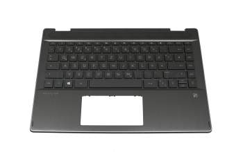 Keyboard incl. topcase DE (german) black/black with backlight original suitable for HP Pavilion x360 14-dh0000