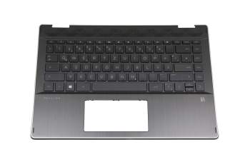 Keyboard incl. topcase DE (german) black/black with backlight original suitable for HP Pavilion x360 14-dh0100