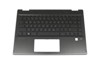 Keyboard incl. topcase DE (german) black/black with backlight original suitable for HP Pavilion x360 14-dh1000