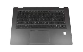 Keyboard incl. topcase DE (german) black/black with backlight with cut-out for FingerPrint readers original suitable for Lenovo Yoga 510-14ISK (80S7)