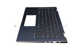 Keyboard incl. topcase DE (german) black/blue with backlight original suitable for Asus Q326FA