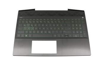 Keyboard incl. topcase DE (german) black/green/black with backlight original suitable for HP Pavilion Gaming 15-cx0000