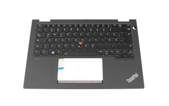 Keyboard incl. topcase DE (german) black/grey with backlight and mouse-stick (no WWAN) original suitable for Lenovo ThinkPad Yoga X13 Gen 2 (20W8/20W9)
