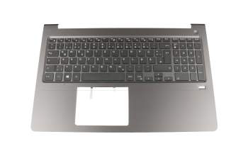 Keyboard incl. topcase DE (german) black/grey with backlight for fingerprint sensor original suitable for Dell Vostro 15 (5568)