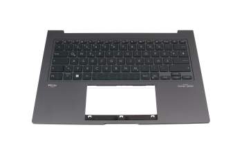 Keyboard incl. topcase DE (german) black/grey with backlight original suitable for Asus UX3404VC
