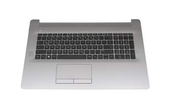 Keyboard incl. topcase DE (german) black/silver with ODD original suitable for HP 470 G7