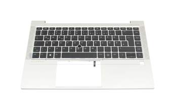 Keyboard incl. topcase DE (german) black/silver with backlight and mouse-stick original suitable for HP EliteBook 840 G7