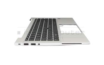 Keyboard incl. topcase DE (german) black/silver with backlight and mouse-stick original suitable for HP EliteBook 840 G7