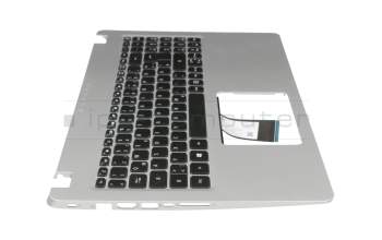 Keyboard incl. topcase DE (german) black/silver with backlight original suitable for Acer Aspire 5 (A515-52)